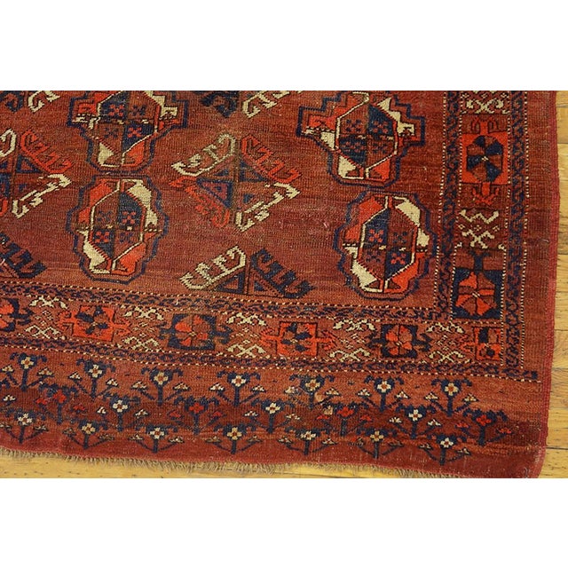 1890s Red Geometric Tribal Antique Ersari Beshir Russia Rug 2'10" X 4'5" Handknotted Wool Carpet For Sale - Image 4 of 5