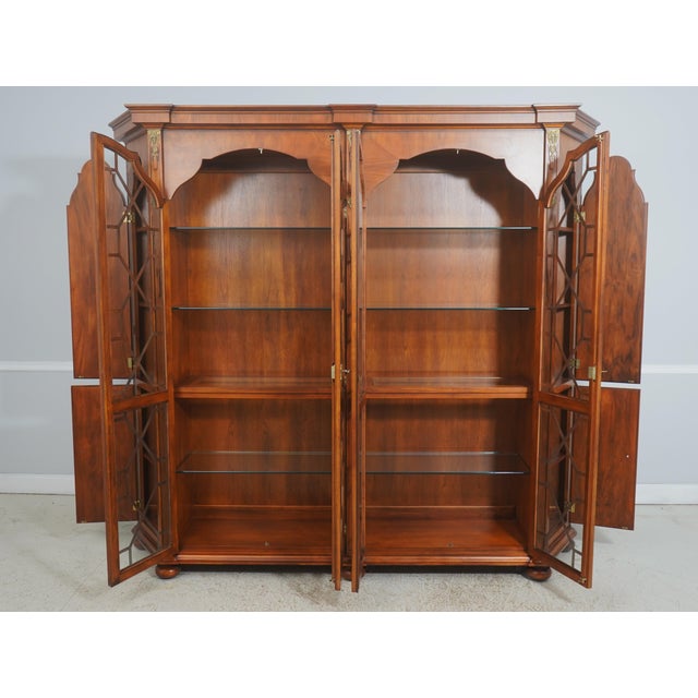 Vintage Large Georgian Style Walnut Bookcase Display Cabinet For Sale - Image 4 of 18