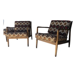 Pair of Dux Lounge Chairs With Ottoman For Sale