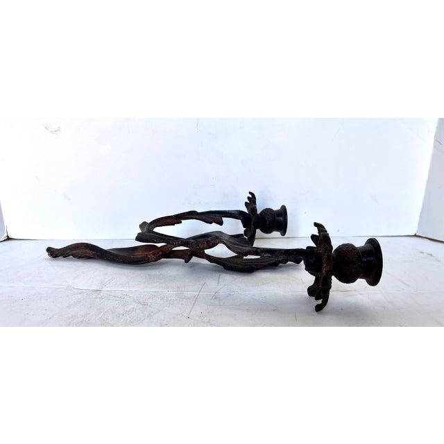 Vintage Iron Vines Candle Holder Wall Sconces - A Pair For Sale - Image 13 of 14