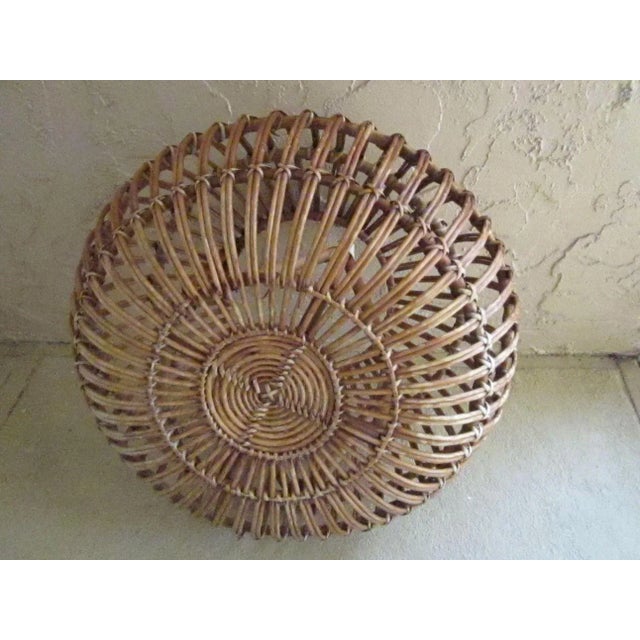 Mid-Century Modern 1970s Franco Albini Style Woven Rattan Ottoman For Sale - Image 3 of 13