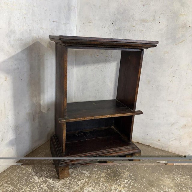Rustic Arts & Crafts Style Oak Open Shelving Side Table For Sale - Image 3 of 7