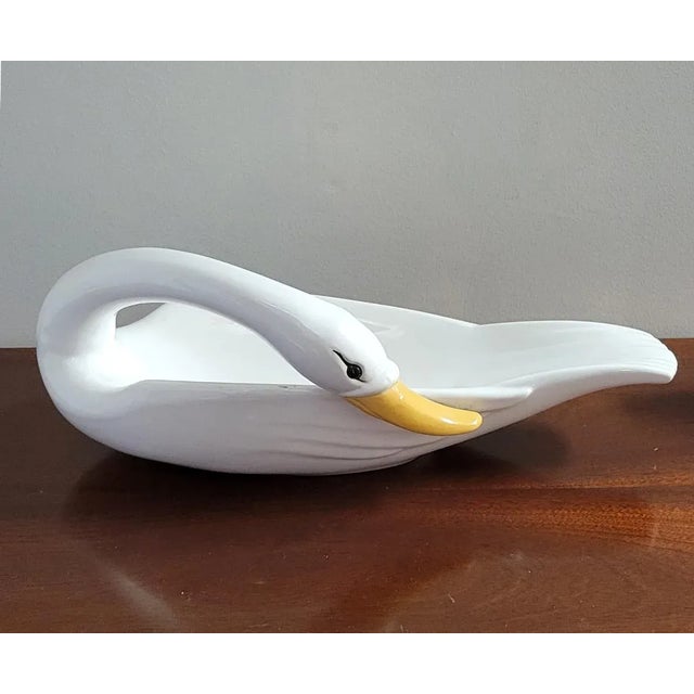 Modern Ceramic White Swan Bowl or Breadbasket For Sale In Raleigh - Image 6 of 6