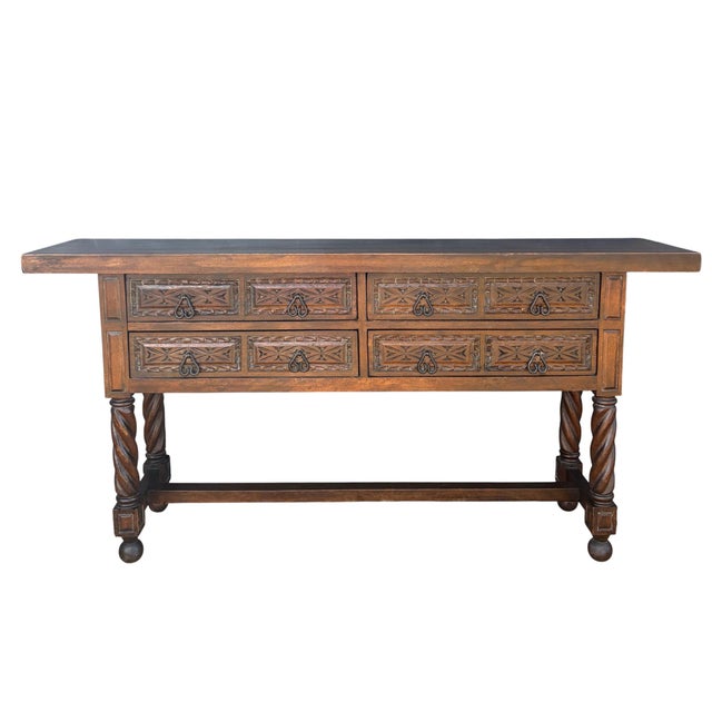 Spanish Renaissance Style Console Table with Spiral Turned Legs, 1920s For Sale - Image 11 of 11