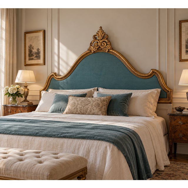 18th Century Baroque Italian Bed Headboard with Gold Leaf, 1800s For Sale - Image 4 of 6