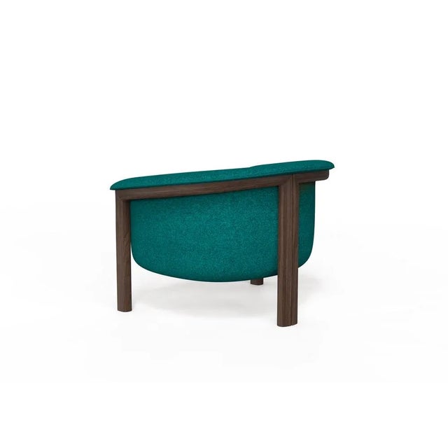 Contemporary Modern Agnes Armchair in Walnut and Teal Wool Fabric by Javier Gomez For Sale - Image 3 of 8