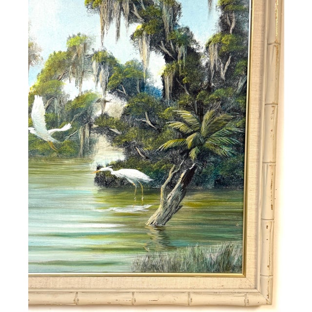 Joseph Gibbs Florida Highwaymen Wetland Heron Painting, Oil on Canvas, C. 1970s For Sale In West Palm - Image 6 of 18