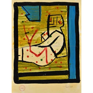 Lucian, Abstract Composition, Original Tempera & Watercolor, 20th Century For Sale