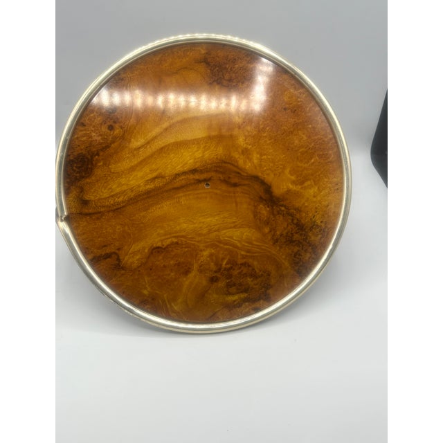 Brown Mid-Century Italian Silverplate and Faux-Bois Serving Tray, For Sale - Image 8 of 15