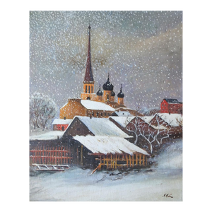 1971 Russian Church in Winter Painting