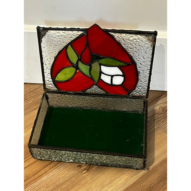 Mid-Century Modern Vintage Leaded Stained Glass Trinket Box For Sale - Image 3 of 15