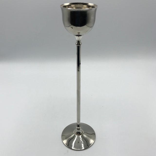 Metal William Adam Mid-Century Modern Italian Silver Plated Candle Holders - a Pair For Sale - Image 7 of 13