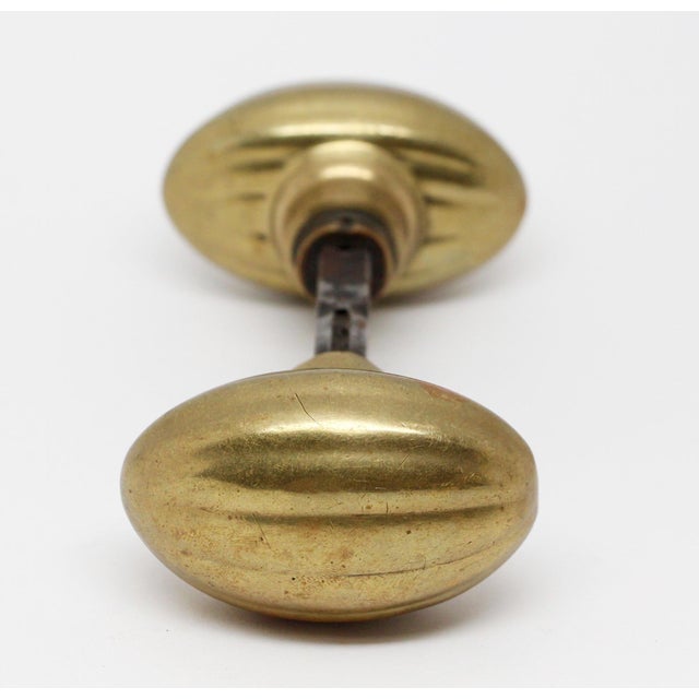 Traditional Antique Cast Brass Pair of Oval Door Knobs For Sale - Image 3 of 4