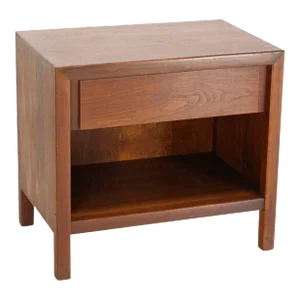Mid-Century Danish Modern One-Drawer Oiled Walnut Night Stand End Table Baughman