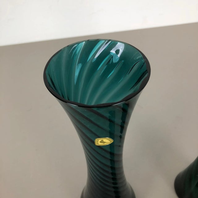 German Hand Blown Crystal Glass Vases by Alfred Taube, 1960s, Set of 3 For Sale - Image 8 of 16