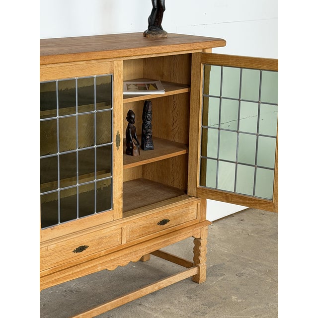 Mid-Century Modern Mid-Century Danish Brutalist Oak Display Cabinet from Henning Kjærnulf, 1960s For Sale - Image 3 of 14