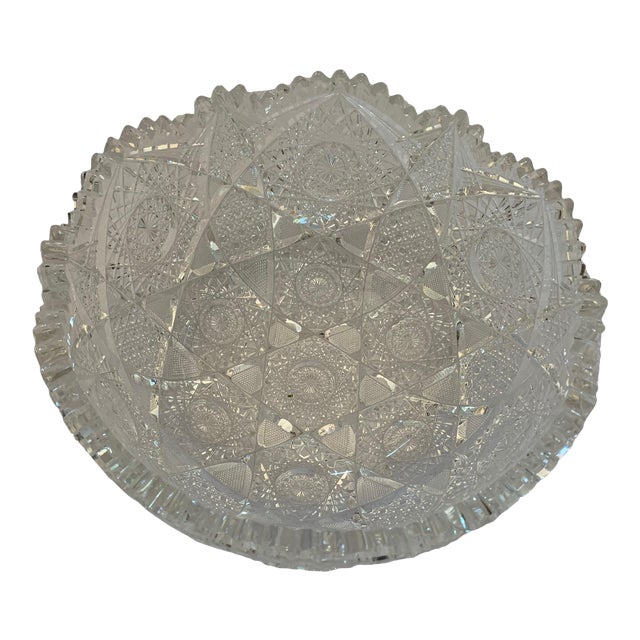 Vintage Mid 20th Century American Brilliant Cut Glass Bowl For Sale