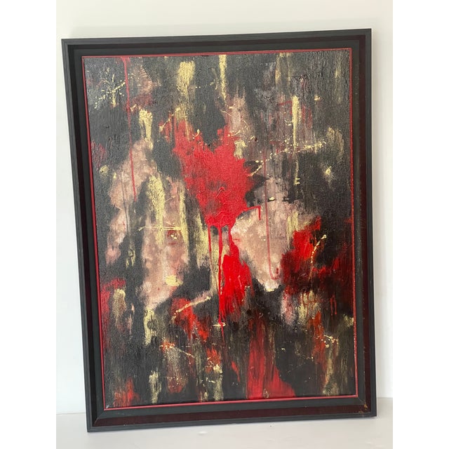 Black Dark Abstract Oil on Canvas Painting Norma Smith For Sale - Image 8 of 10