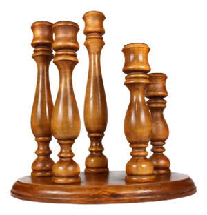 Vintage Hand Crafted Wood Carved Candle Holder on Base