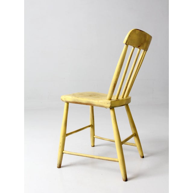 Antique Primitive Painted Plank Seat Chair For Sale - Image 4 of 12