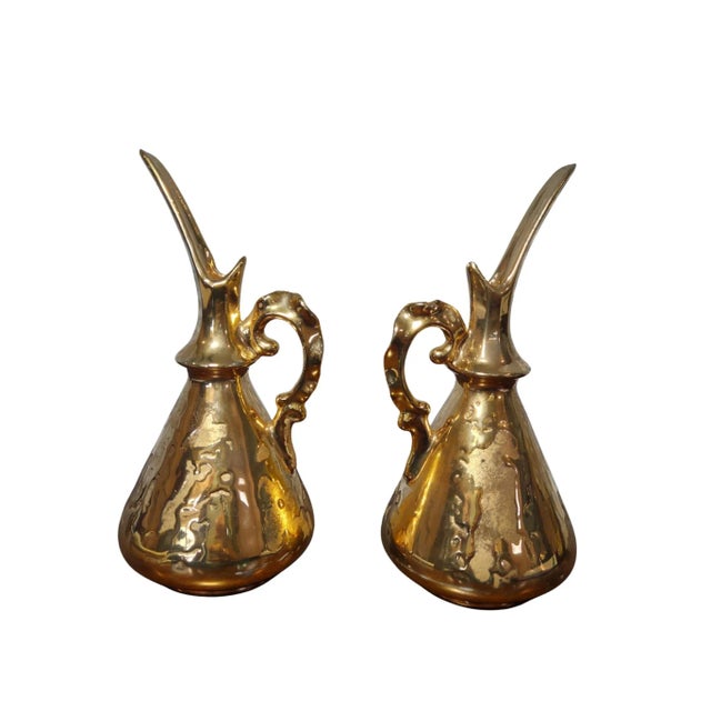 Vintage Weeping Gold Cruet Set – 24k Gold Finish, Made in u.s.a., 1940s–1960s For Sale - Image 4 of 7