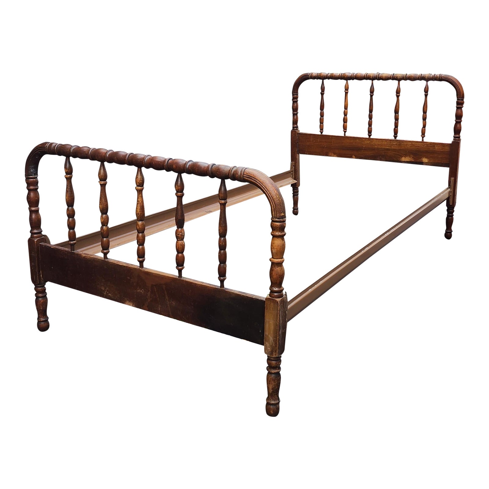 Vintage Dark Brown Jenny Lind Twin Bed With Metal Rails Chairish