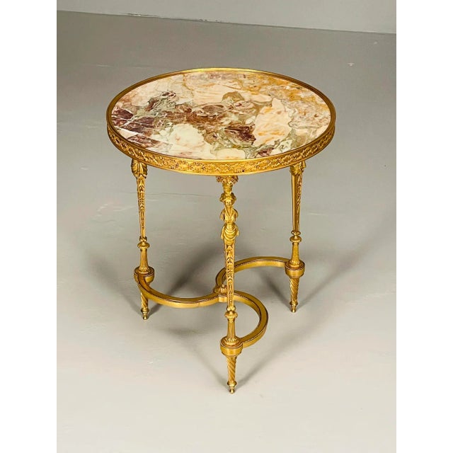 Late 19th Century Pair of French Ormolu Marble Gueridons, Circular, 19th Century, Adam Weisweiler For Sale - Image 5 of 12