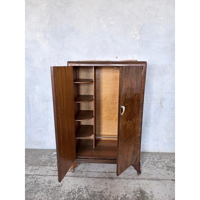 Brown Art Deco Walnut Compact Wardrobe, 1930s For Sale - Image 8 of 10