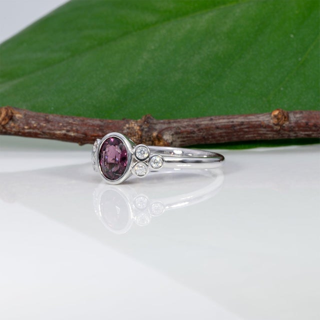 Purple Spinel Ring With Earth-Mined Diamond Accents in Solid 14k Gold, Size 6.75 For Sale In Columbus - Image 6 of 9