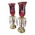 Vintage Hollywood Regency Red Glass & Crystal Prism Boudoir Lamps, Pair For Sale