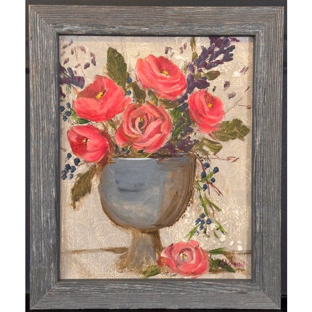 Wood Impressionist Floral Bouquet Still Life "Vintage Garden" For Sale - Image 7 of 7