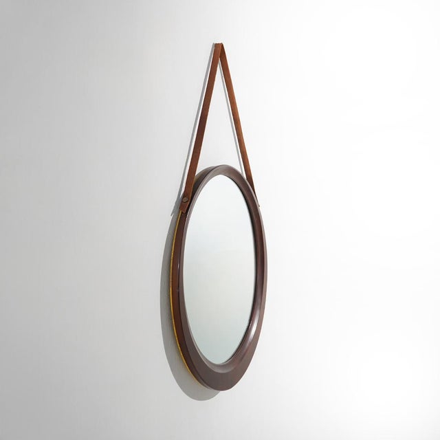 Round Wall Mirror with Leather Strap, 1960s For Sale - Image 14 of 14