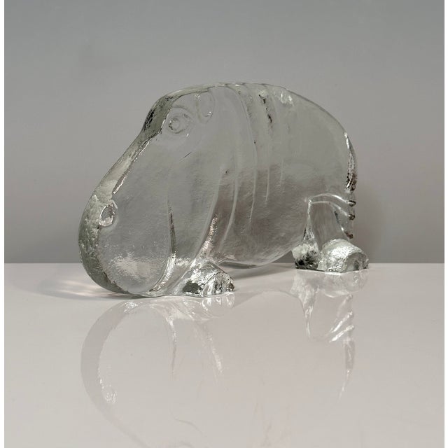 Large Glass Art Hippo Animal Figurine by Bertil Vallien for Kosta Boda, 1970s For Sale - Image 8 of 11