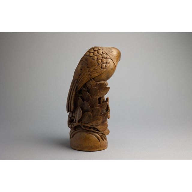 Wood Japanese Meiji Period Carved Boxwood Okimono of a Hawk, Joel & Margaret Chen Collection For Sale - Image 7 of 15