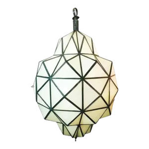 Art Deco White Milk Chandelier, Pendant or Lantern in Dome Shape