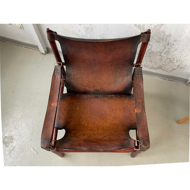 Mid-Century Buffalo Leather Safari Chair by Arne Norell, Scandinavia, 1950s For Sale - Image 12 of 14
