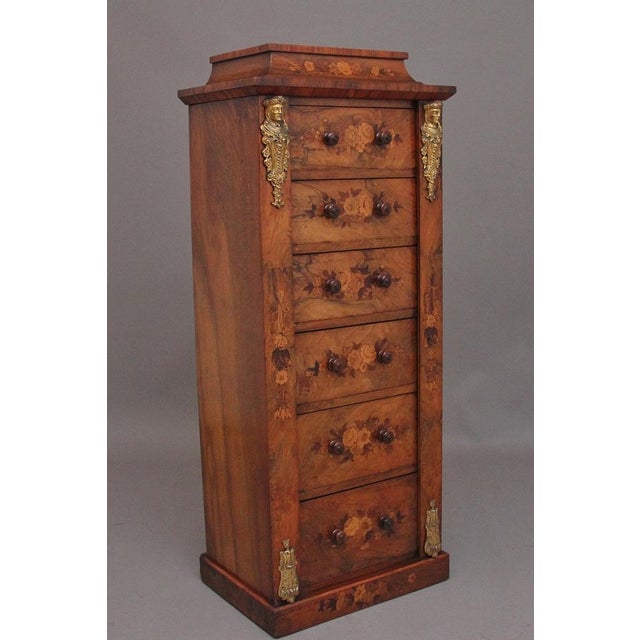 Mid 19th Century Antique Wellington Chest in Walnut and Marquetry, 1860 For Sale - Image 5 of 17