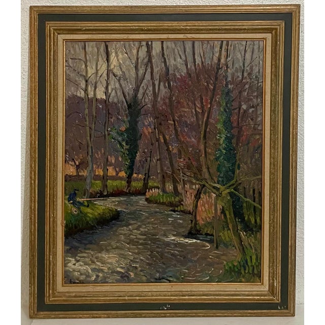 Albert Malet, French Post Impressionist Oil Painting Albert Malet Landscape With Man Fishing For Sale In Miami - Image 6 of 11