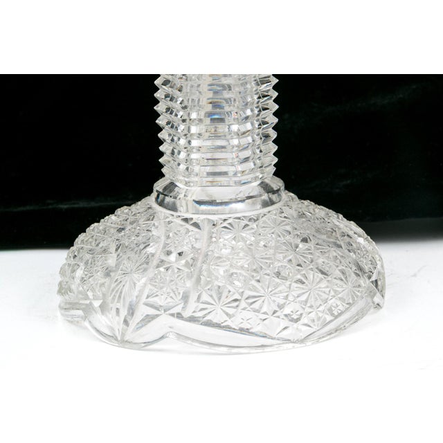 Antique American Brilliant Period Cut Glass Mushroom Lamp With Crystal Prisms For Sale - Image 9 of 9