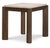 A refined square side table that pairing warm oak with a pale travertine top. This two-tone piece features substantial,...