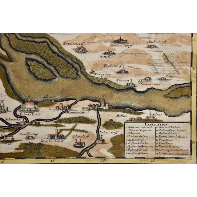 Cream Vienna, Austria: A Large 17th Century Hand-Colored Map by Sanson and Jaillot For Sale - Image 8 of 12