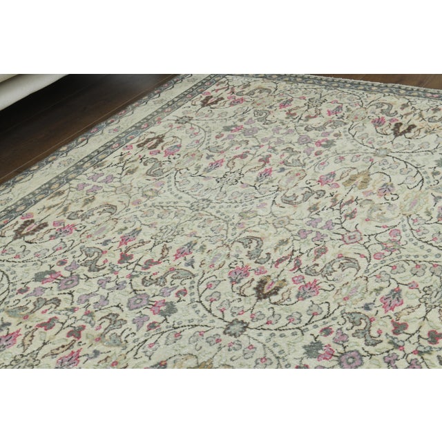 1970s Vintage Turkish Oushak Handmade Wool Cotton Cream Area Rug For Sale - Image 10 of 11