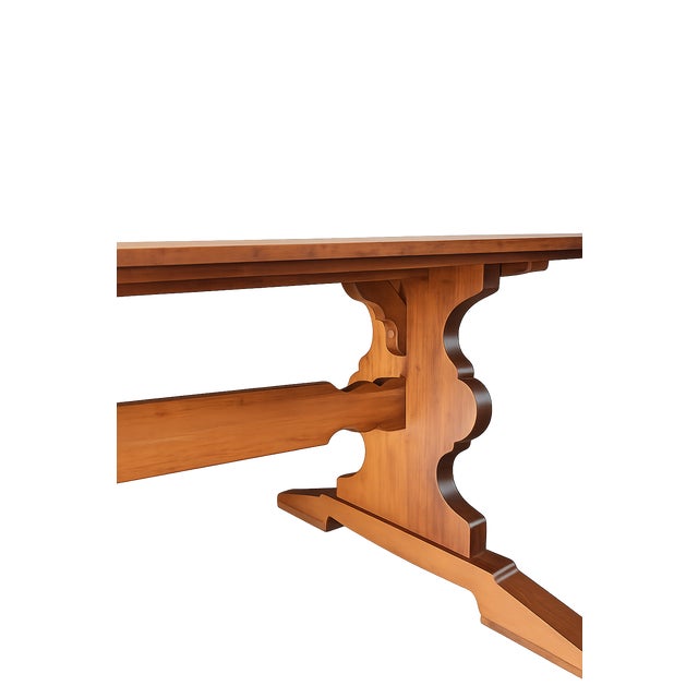 Vintage Tell City French Trestle Dining Table & 8 Rush-Seat Chairs For Sale - Image 4 of 5