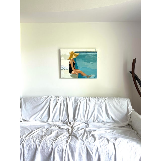 Cerulean "Big Hat, Cool Toes" Original Modern Oil Painting, by Jennifer Hohlfelder For Sale - Image 8 of 10