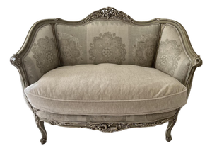 Vintage French Louis XV Style Painted Bergère Settee