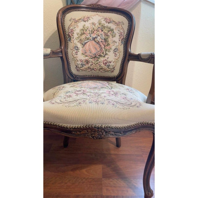 20 Century Chateau d'Ax Louis XV Tapestry Armchair For Sale In Austin - Image 6 of 12