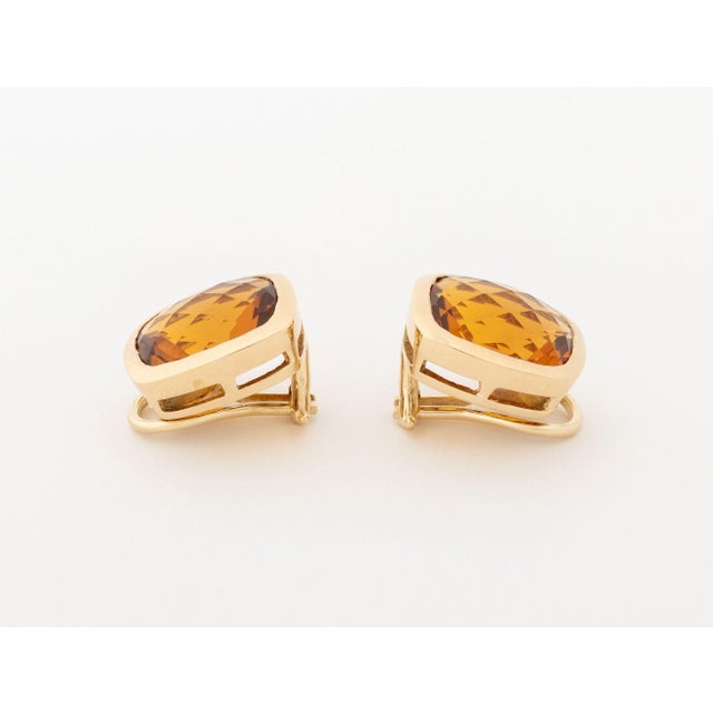 Gold Modern Rose Gold and Citrine Clip Earrings For Sale - Image 8 of 10