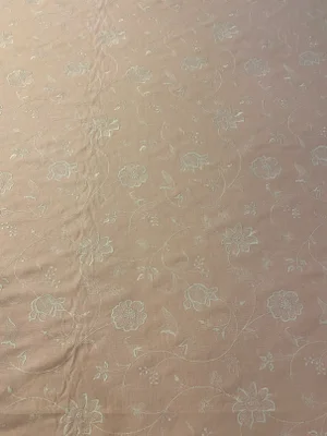 Colefax & Fowler's Pink Embroidered Floral Vine Fabric - 3+ Yard Piece
