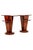 A striking pair of art deco style side tables in a polished english indian rosewood veneer in a macassar style finish. Two...
