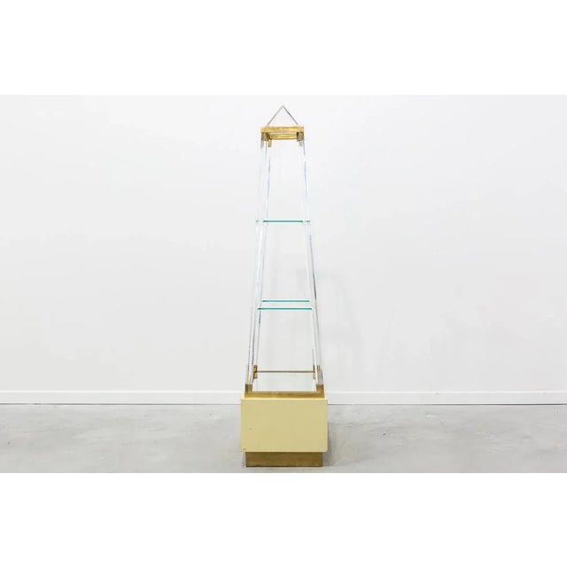 Glass Pyramid Methacrylate and Brass Shelf, 1970s For Sale - Image 7 of 7